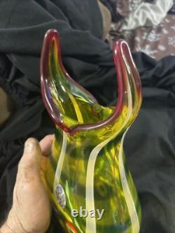 Amazing Murano Hand Blown Art Glass Abstract Italian Vase 14 x 6 Very Rare