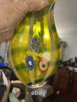Amazing Murano Hand Blown Art Glass Abstract Italian Vase 14 x 6 Very Rare