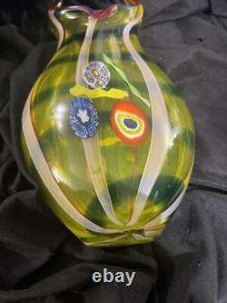 Amazing Murano Hand Blown Art Glass Abstract Italian Vase 14 x 6 Very Rare