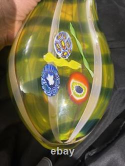 Amazing Murano Hand Blown Art Glass Abstract Italian Vase 14 x 6 Very Rare