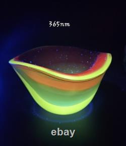 Amazing Murano Sommerso Art Glass Heavy Blue fade to Red Bowl Statement Piece 7