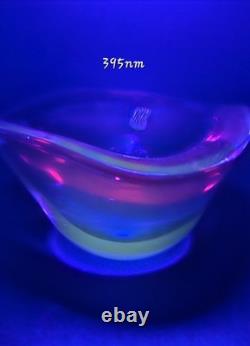 Amazing Murano Sommerso Art Glass Heavy Blue fade to Red Bowl Statement Piece 7