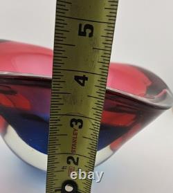 Amazing Murano Sommerso Art Glass Heavy Blue fade to Red Bowl Statement Piece 7