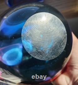 Amazing Murano Sommerso Art Glass Heavy Blue fade to Red Bowl Statement Piece 7