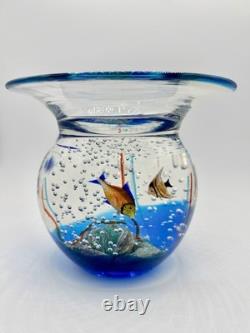 Andrea Tagliapietra Murano Art Glass Aquarium Fish Dish Signed 7 Sculpture