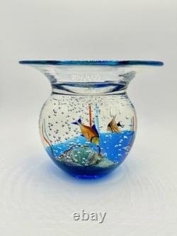 Andrea Tagliapietra Murano Art Glass Aquarium Fish Dish Signed 7 Sculpture