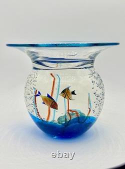 Andrea Tagliapietra Murano Art Glass Aquarium Fish Dish Signed 7 Sculpture