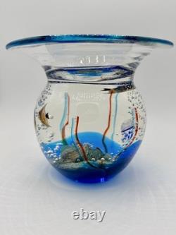Andrea Tagliapietra Murano Art Glass Aquarium Fish Dish Signed 7 Sculpture