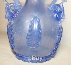Antique 19th century hand blown blue art glass Italian Murano Venetian vase