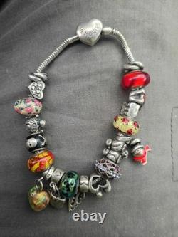 Antique And Rare Ri And Ma Murano Sterling Silver 925 Beads Hand Blown Glass