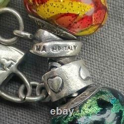 Antique And Rare Ri And Ma Murano Sterling Silver 925 Beads Hand Blown Glass