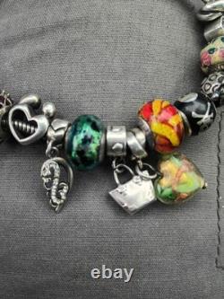 Antique And Rare Ri And Ma Murano Sterling Silver 925 Beads Hand Blown Glass