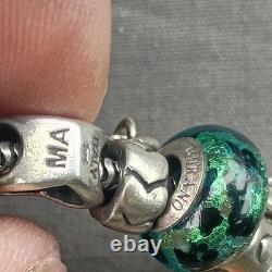 Antique And Rare Ri And Ma Murano Sterling Silver 925 Beads Hand Blown Glass