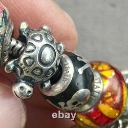 Antique And Rare Ri And Ma Murano Sterling Silver 925 Beads Hand Blown Glass