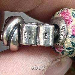 Antique And Rare Ri And Ma Murano Sterling Silver 925 Beads Hand Blown Glass