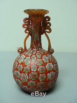 Antique Fratelli Toso Murano Millefiori Roman Style Miniature Art Glass Vase