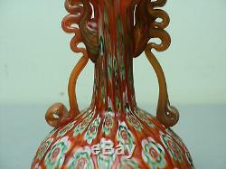 Antique Fratelli Toso Murano Millefiori Roman Style Miniature Art Glass Vase