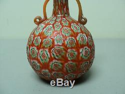 Antique Fratelli Toso Murano Millefiori Roman Style Miniature Art Glass Vase