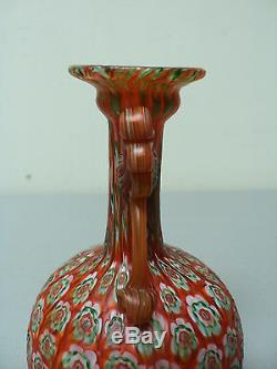 Antique Fratelli Toso Murano Millefiori Roman Style Miniature Art Glass Vase