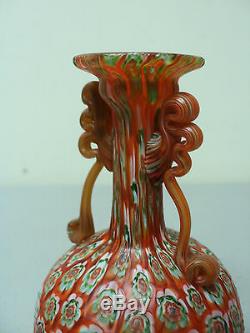 Antique Fratelli Toso Murano Millefiori Roman Style Miniature Art Glass Vase