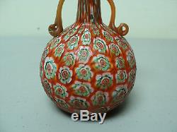 Antique Fratelli Toso Murano Millefiori Roman Style Miniature Art Glass Vase