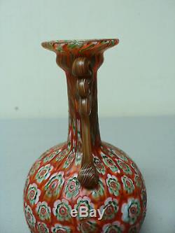 Antique Fratelli Toso Murano Millefiori Roman Style Miniature Art Glass Vase