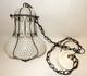 Antique Hand-blown Italian Murano Glass Latticino Hanging Cage Chandelier