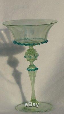 Antique Handblown Salviati Murano Venetian Art Glass Compote Pair