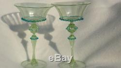 Antique Handblown Salviati Murano Venetian Art Glass Compote Pair