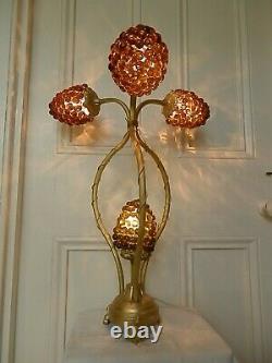 Antique Italian Hand Blown Murano Glass Grapes Table Lamp Working, H 59cm