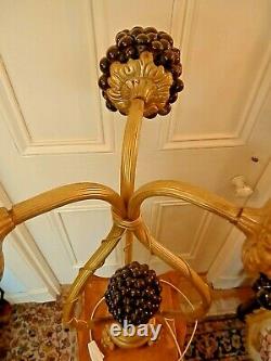 Antique Italian Hand Blown Murano Glass Grapes Table Lamp Working, H 59cm