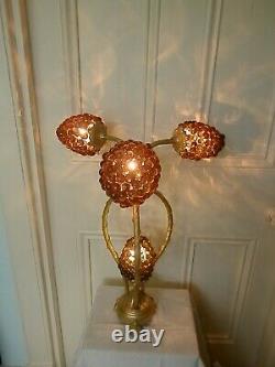 Antique Italian Hand Blown Murano Glass Grapes Table Lamp Working, H 59cm