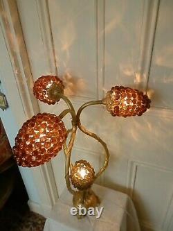 Antique Italian Hand Blown Murano Glass Grapes Table Lamp Working, H 59cm