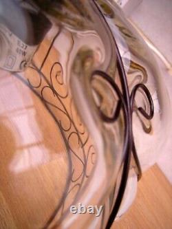 Antique Italian Hand Blown Seguso Murano Glass Light Pendant X2 Wrought Iron