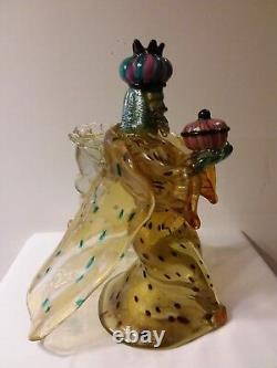 Antique Italian Venetian Murano Glass by Salviati Nativity King/WisemanSigned