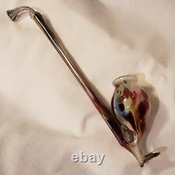 Antique Murano Art Glass Tobacco Pipe, Smoking Pipe Hand Blown EOD Whimsy 10.5