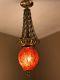Antique Murano Brass and Crystal Chandelier Art Nouveau Hand Blown Flowers