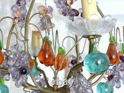 Antique Murano Chandelier Hand Blown Multicolor Fruits 1940 Italian Ceiling