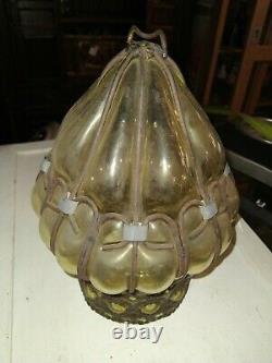 Antique Murano Hand Blown Caged Glass Hanging Ceiling Light Lantern Vintage