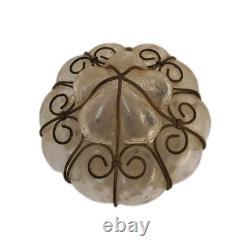 Antique Murano Hand Blown Caged Glass Lantern Ceiling Light Vintage Italy