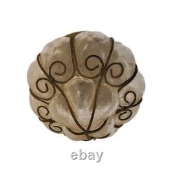 Antique Murano Hand Blown Caged Glass Lantern Ceiling Light Vintage Italy
