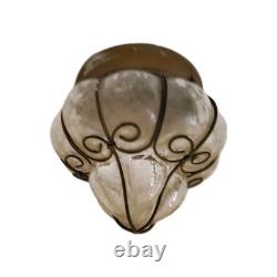 Antique Murano Hand Blown Caged Glass Lantern Ceiling Light Vintage Italy