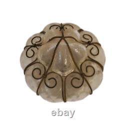 Antique Murano Hand Blown Caged Glass Lantern Ceiling Light Vintage Italy