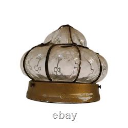 Antique Murano Hand Blown Caged Glass Lantern Ceiling Light Vintage Italy