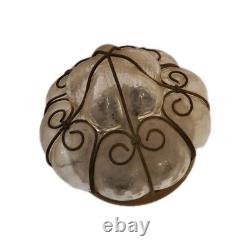 Antique Murano Hand Blown Caged Glass Lantern Ceiling Light Vintage Italy Antique Murano Hand Blown Caged Glass Lantern Ceiling Light Vintage Italy