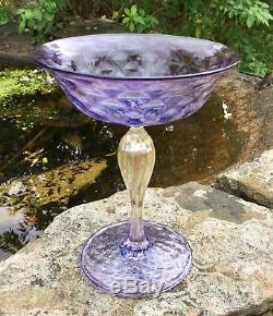 Antique Murano Salviati Venezia Glass Champagne Saucers Gold Flecks Amethyst