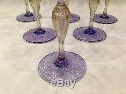 Antique Murano Salviati Venezia Glass Champagne Saucers Gold Flecks Amethyst