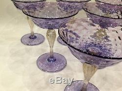 Antique Murano Salviati Venezia Glass Champagne Saucers Gold Flecks Amethyst