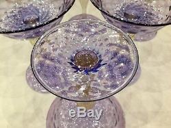 Antique Murano Salviati Venezia Glass Champagne Saucers Gold Flecks Amethyst