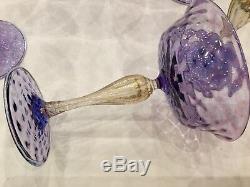 Antique Murano Salviati Venezia Glass Champagne Saucers Gold Flecks Amethyst